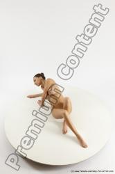 Nude Gymnastic poses Woman White Slim long brown Multi angle poses Pinup